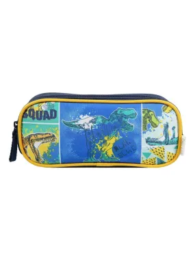 BAGTROTTER Trousse scolaire 2 compartiments Phileas Bleue Dinosaure - Bleu