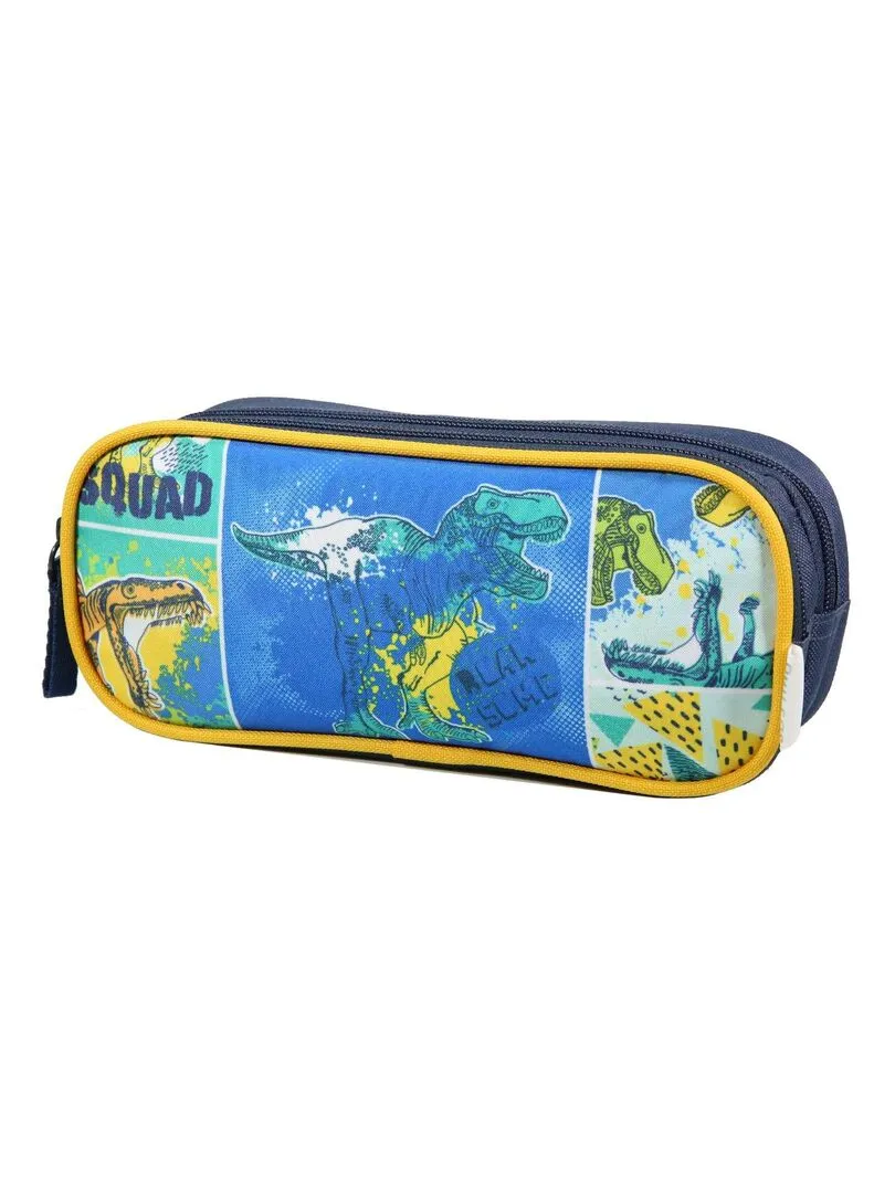 BAGTROTTER Trousse scolaire 2 compartiments Phileas Bleue Dinosaure - Bleu