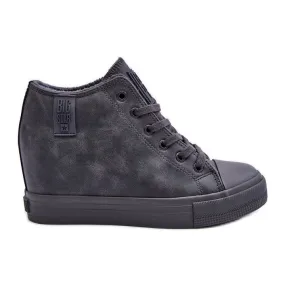 Baskets compensées en cuir pour femme Big Star MM274005 Gris