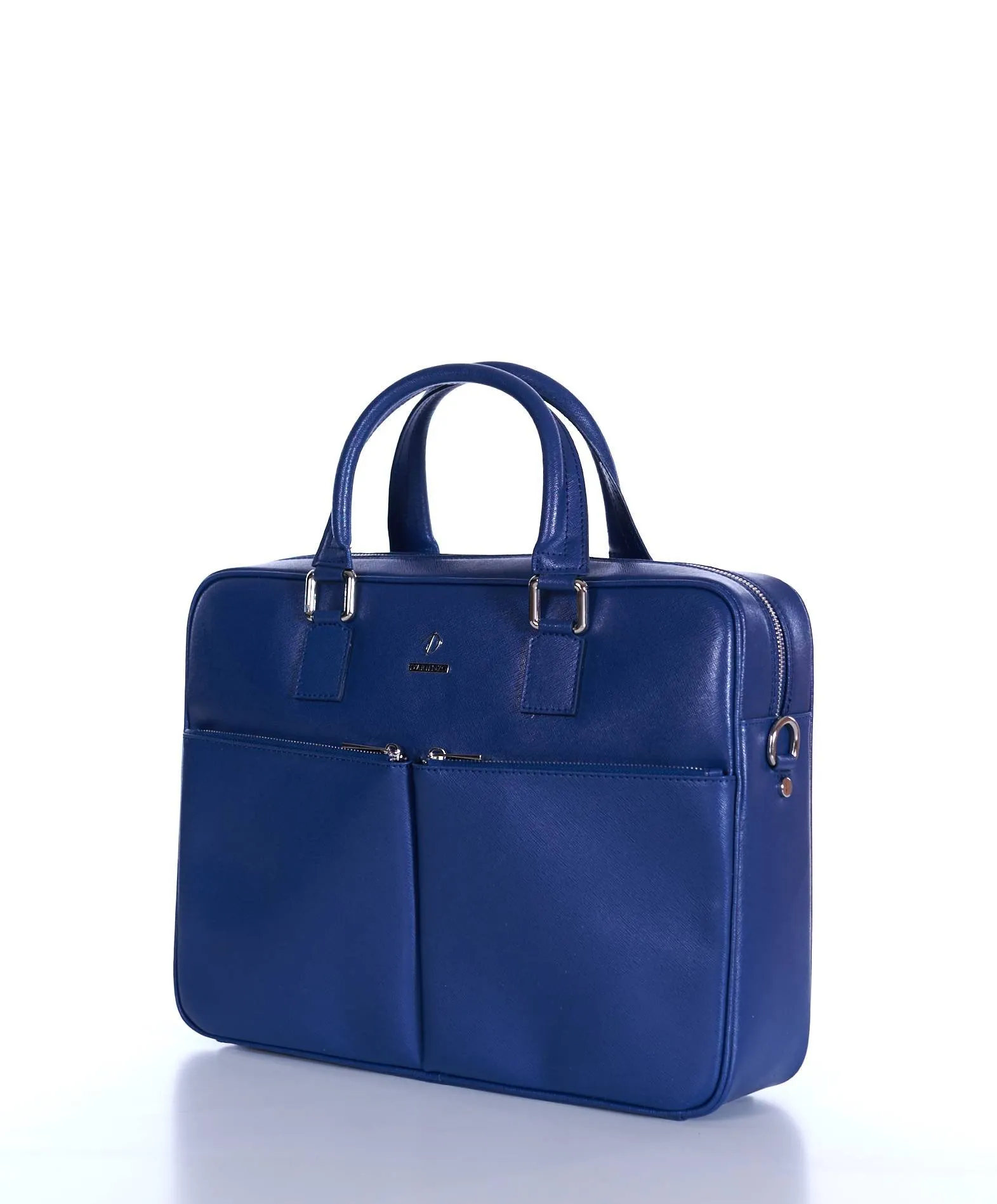 Cartable 24 heures en cuir porte-documents sacoche ordinateur bleu Justin