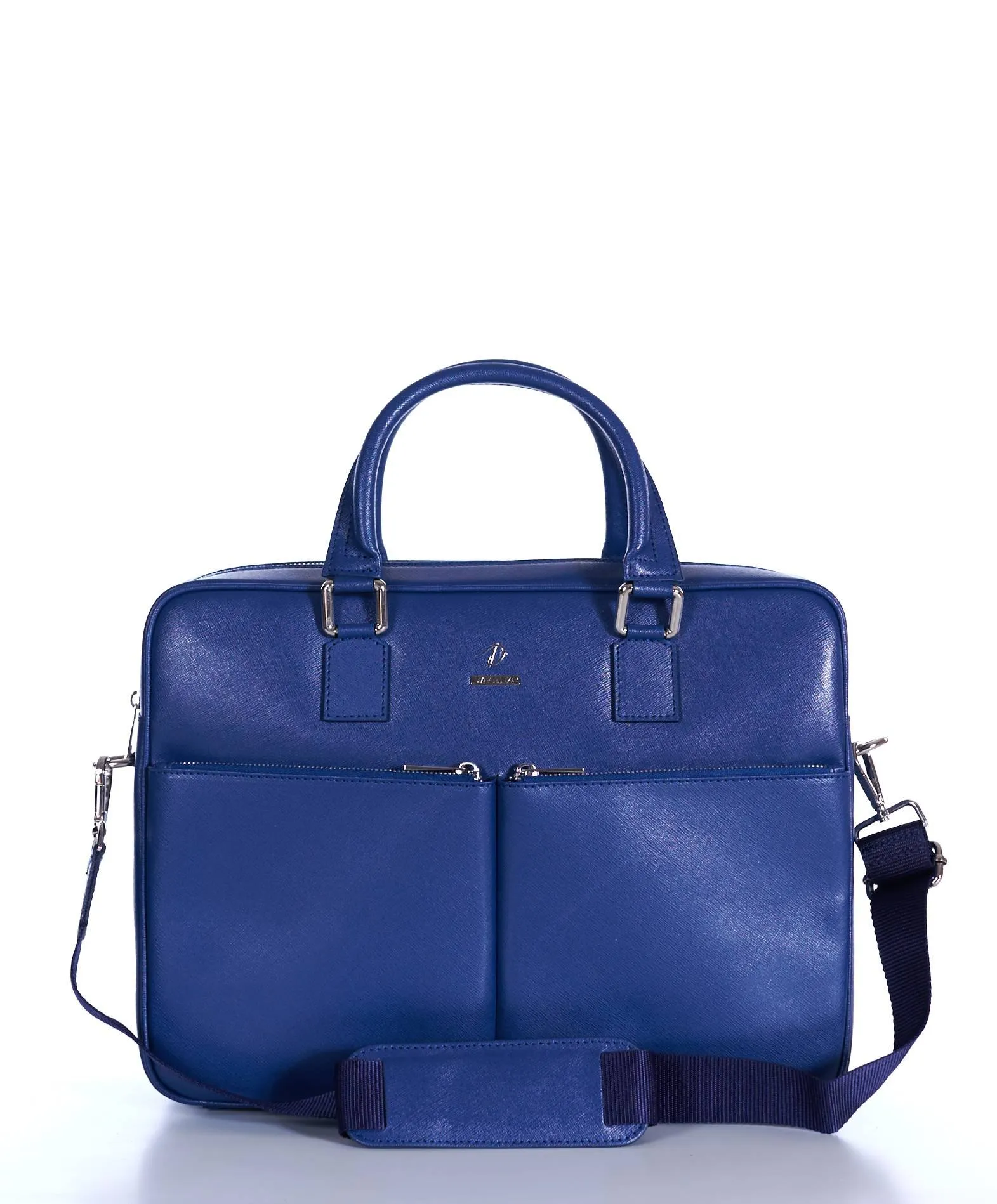 Cartable 24 heures en cuir porte-documents sacoche ordinateur bleu Justin