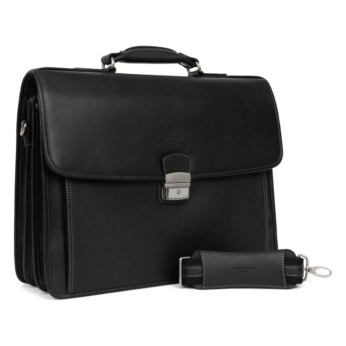 Cartable A4 Cuir CONFORT Noir Fleur | 3 Suisses