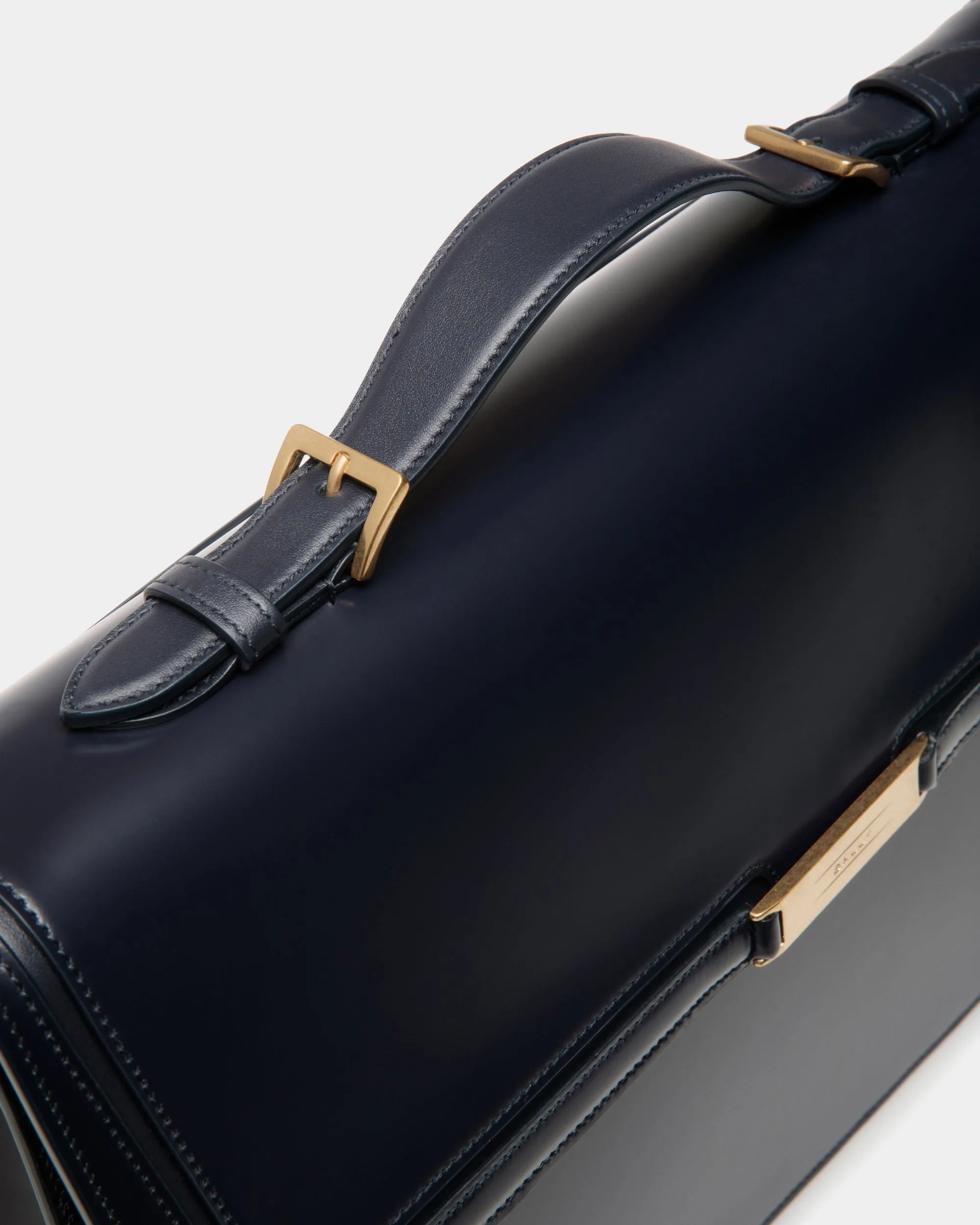 Cartable Deco En Cuir Brossé Navy Blue