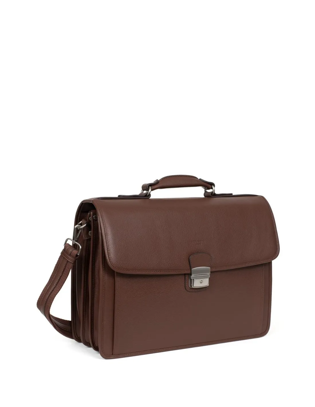 Cartable Hexagona en cuir Ref 54445 Chocolat 40*28*17.5 cm