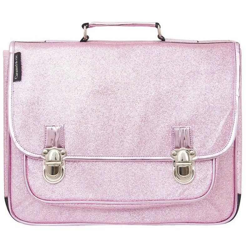 Cartable large rose paillettes