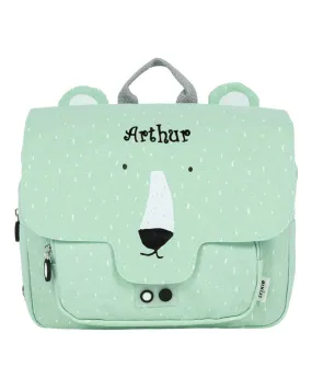 Cartable Mr Ours polaire mint personnalisé