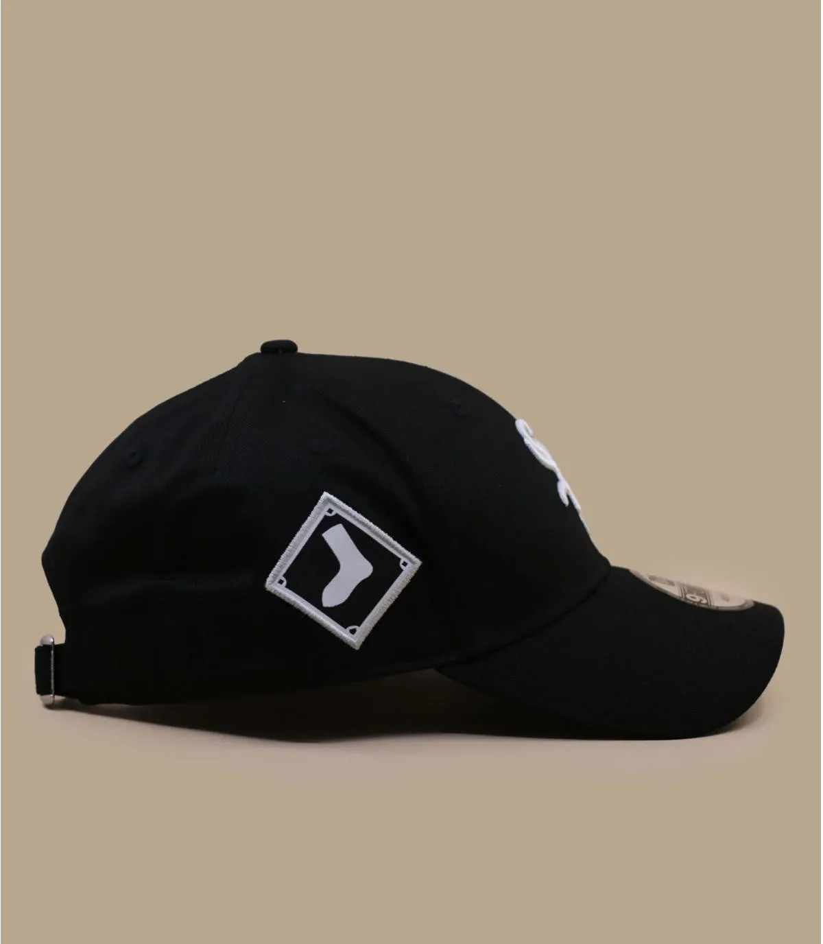 Casquette baseball Sox noire et blanche - Casquette Team Side Patch 9Forty Sox New Era : Headict