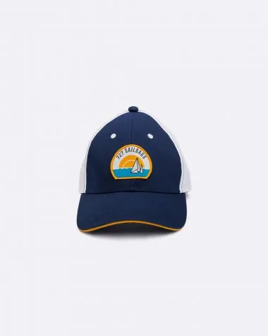 Casquette Sunset  · Bleu marine et mandarine