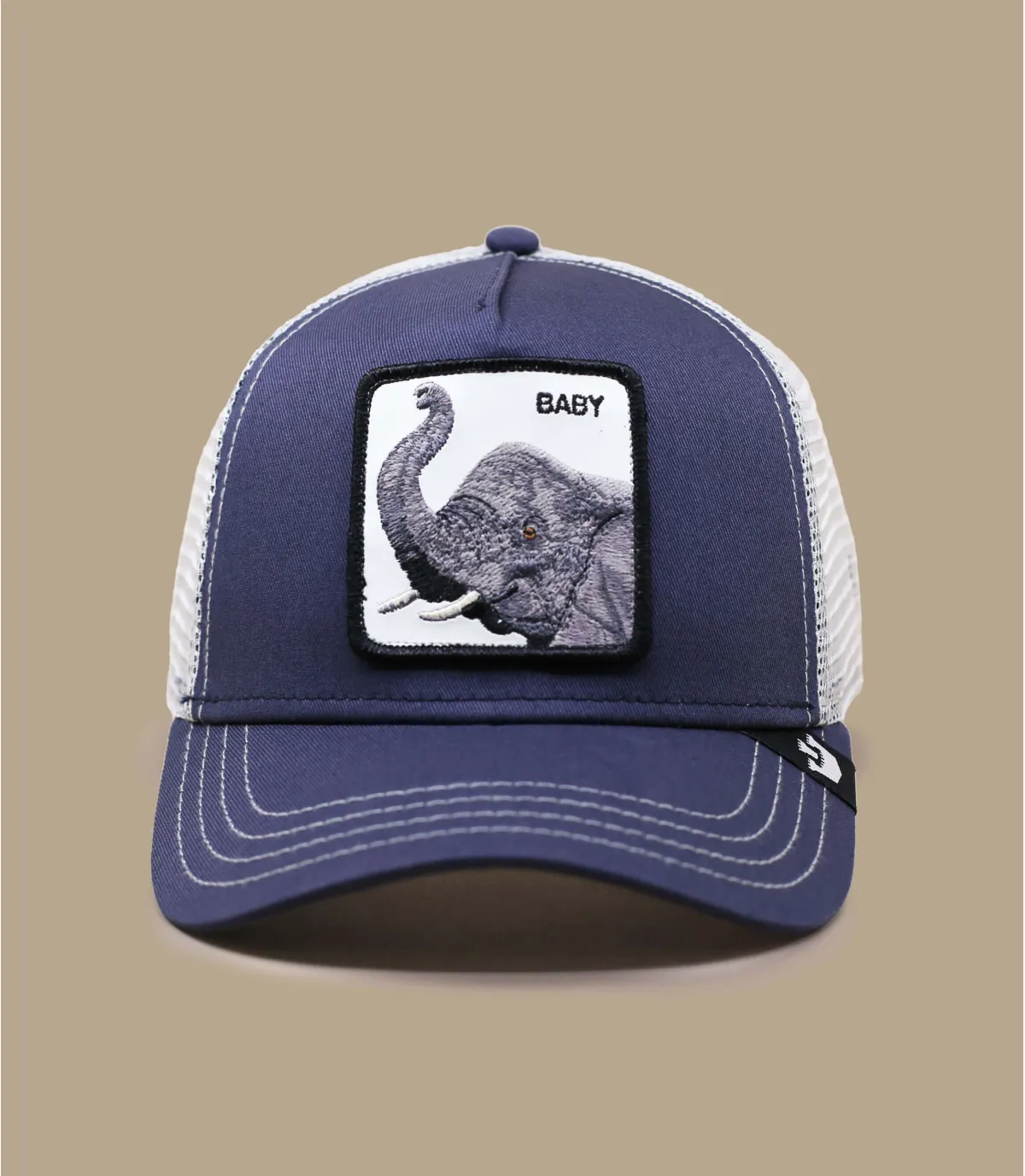 casquette trucker éléphant - Trucker Big Baby Elephant navy Goorin : Headict