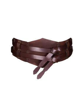 Ceinture double en cuir médiéval unisexe marron foncé ⚔️ Boutique Épées