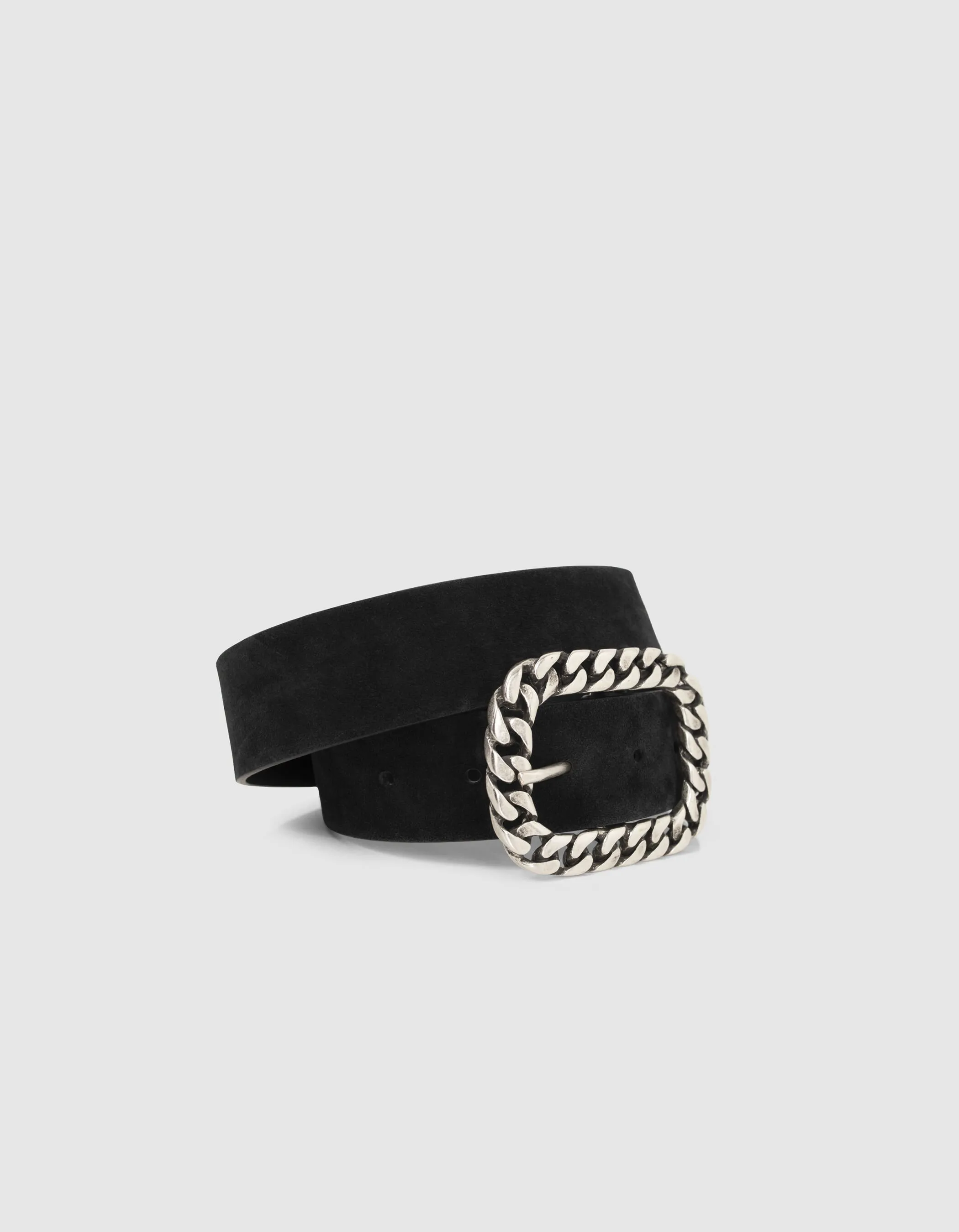 Ceinture noire cuir velours boucle façon gourmette femme