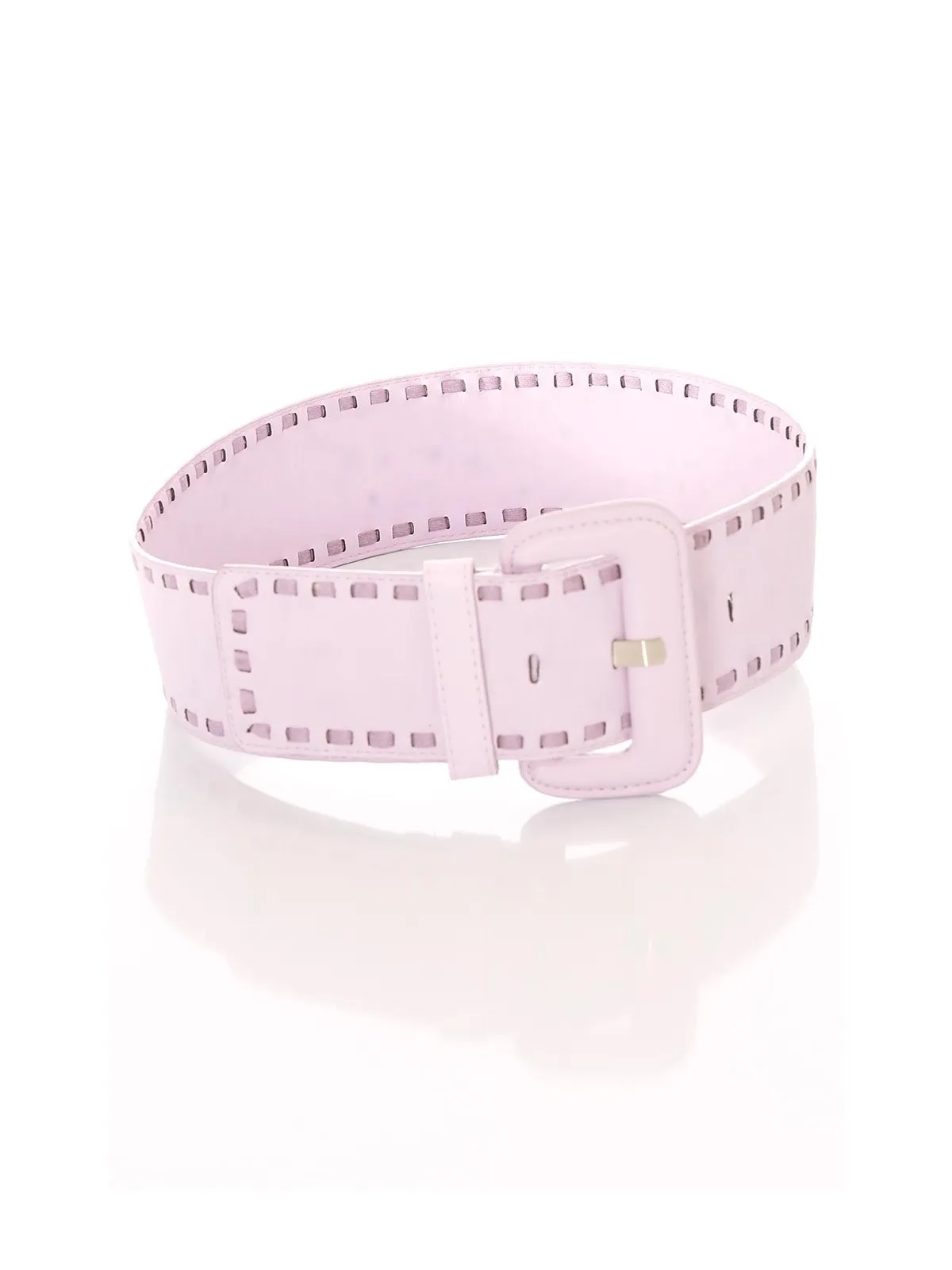 Ceinture parme large, boucle rectangle et contours cousu. SG-0460