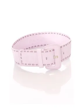 Ceinture parme large, boucle rectangle et contours cousu. SG-0460