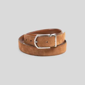 Ceinture réversible à boucle en suédine Camel | Jules