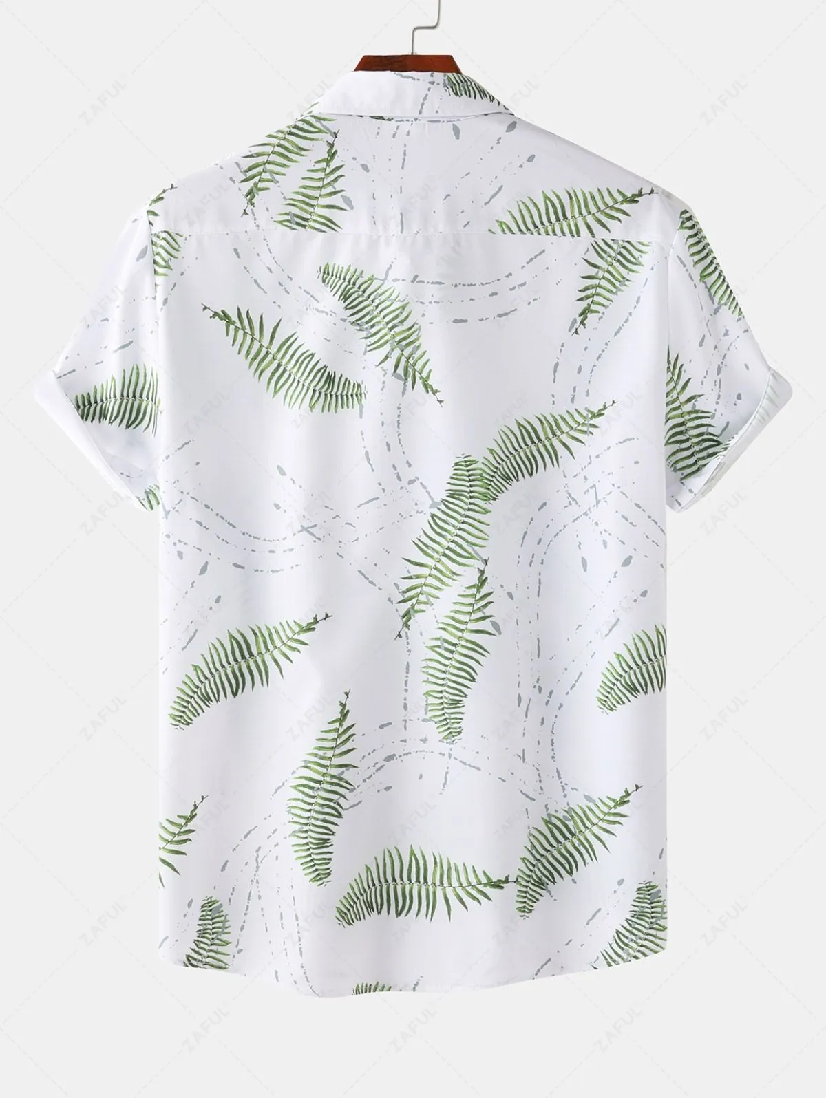 Chemise De Vacances D'Eté De Plage Feuille Et Plante Imprimées à Manches Courtes - Vert Xxl