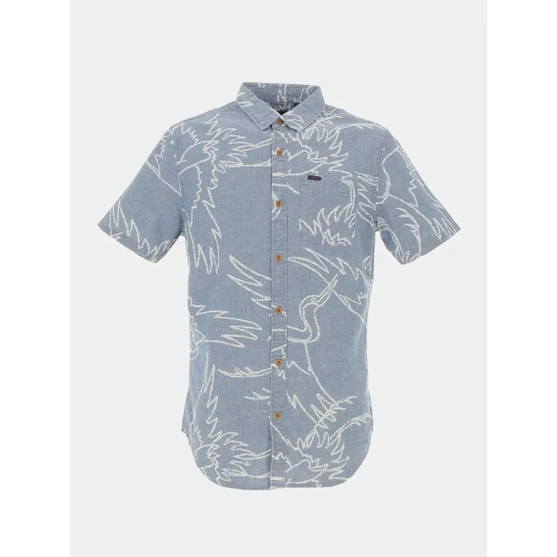 Chemise imprimés floral bleu marine blanc homme - Mcs | wimod