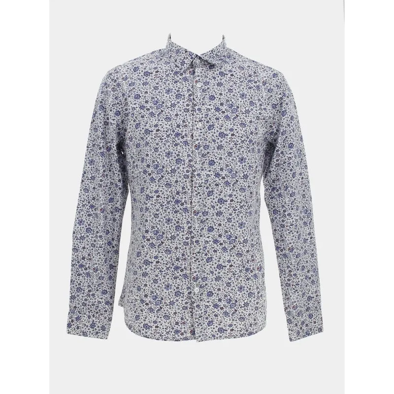 Chemise imprimés floral bleu marine blanc homme - Mcs | wimod