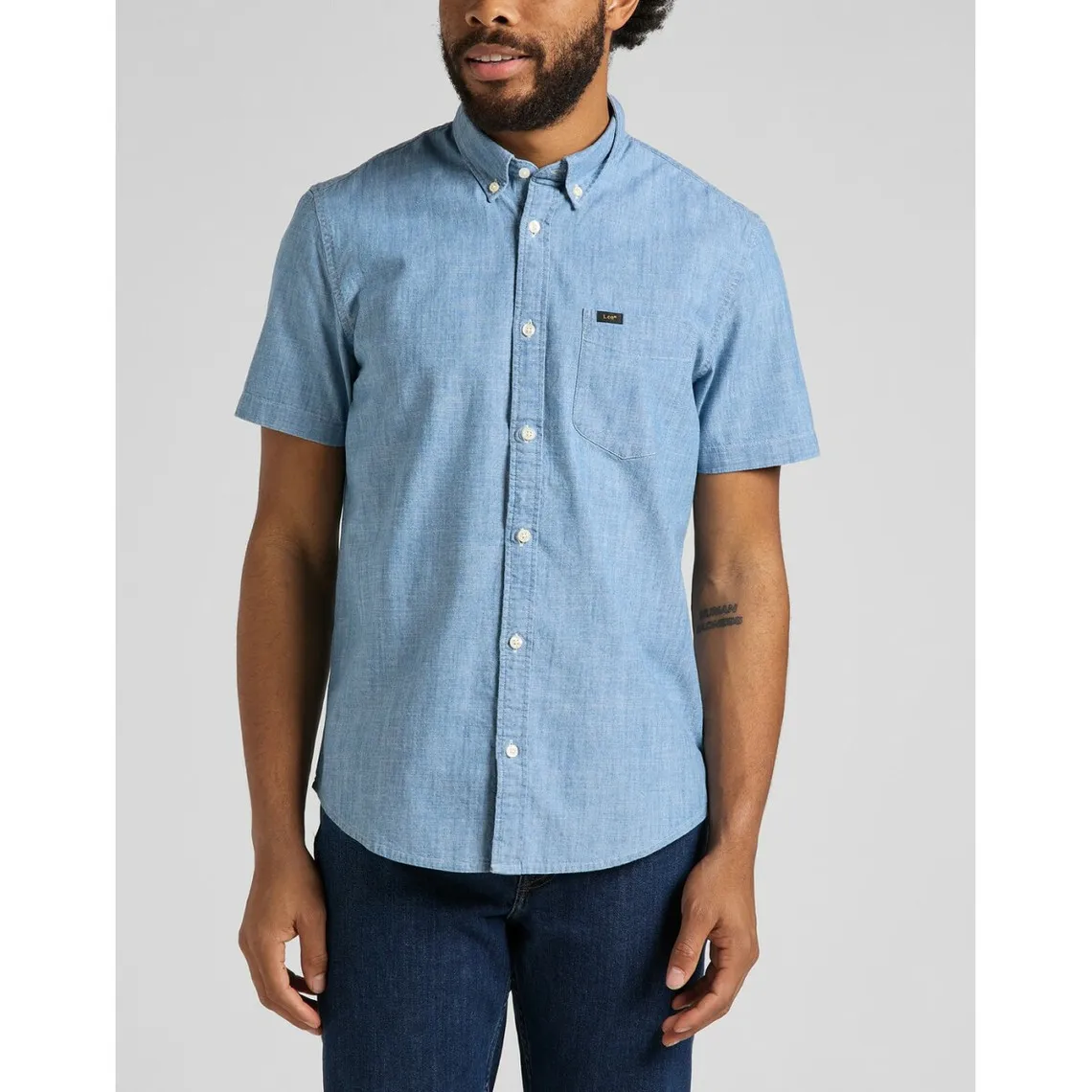 Chemise manches courtes homme LEE - Bleu Clair en coton | 3 Suisses