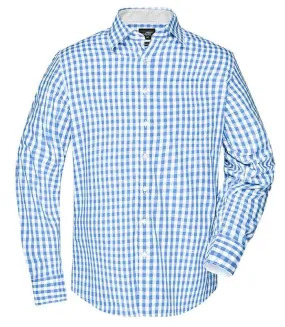 chemise manches longues carreaux vichy HOMME JN617 - bleu glacier