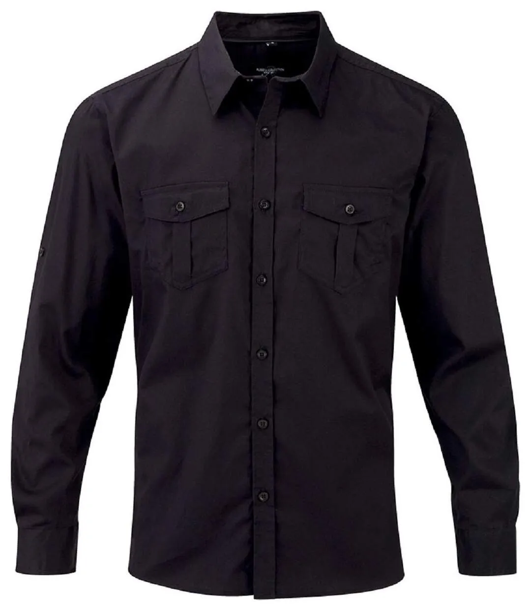 chemise manches longues retroussables - R-918M-0 - noir - homme