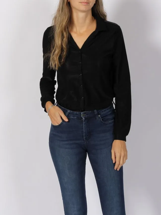 Chemise manches longues unie zelie silky noir femme - Hbt | wimod