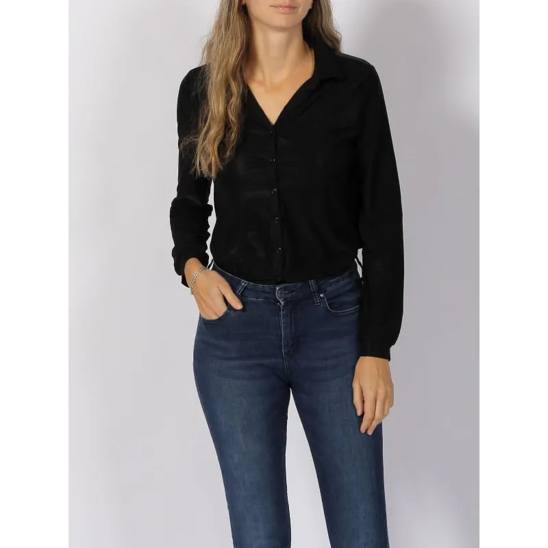 Chemise manches longues unie zelie silky noir femme - Hbt | wimod