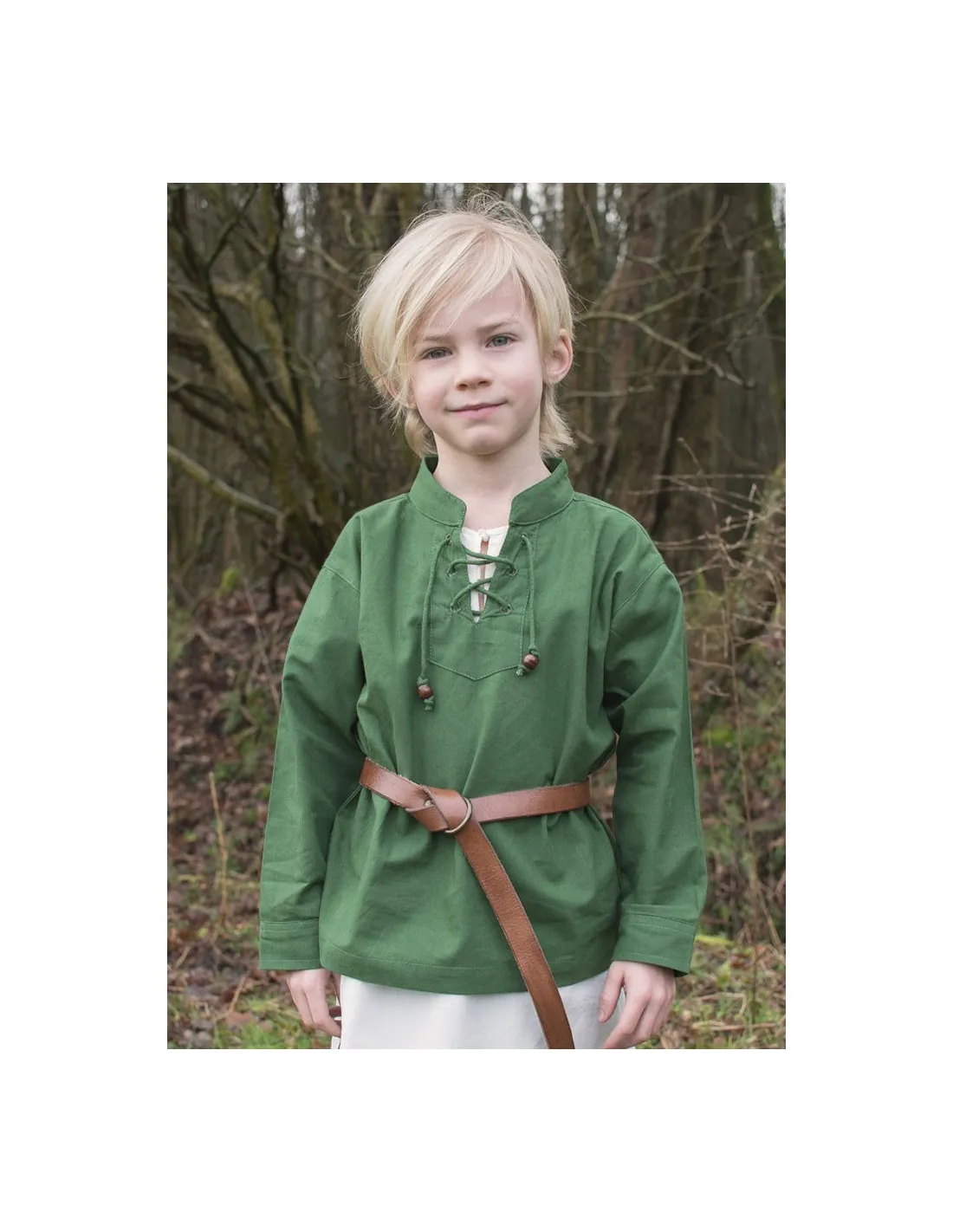 Chemise médiévale verte pour garçon, Colin ⚔️ Boutique Épées