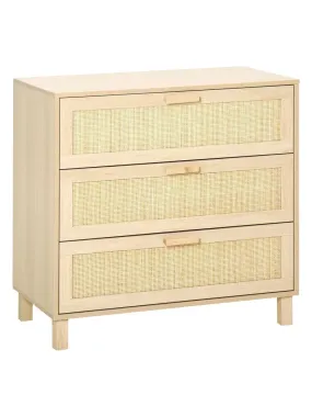 Commode 3 tiroirs cannage en rotin MDF aspect bois clair - Beige