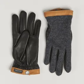 Deerskin Wool Tricot Glove Grey/Black