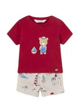 Ensemble Mayoral Short Pantalon T-shirt Rouge Bébé