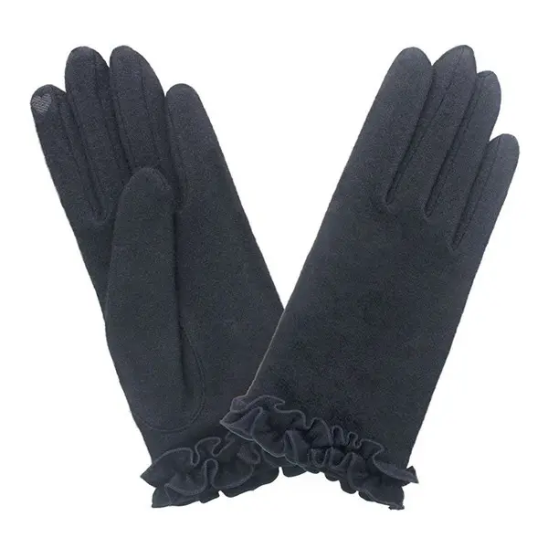 Gants Mailles Prestige Volants TU Laine Noir | Glove Story