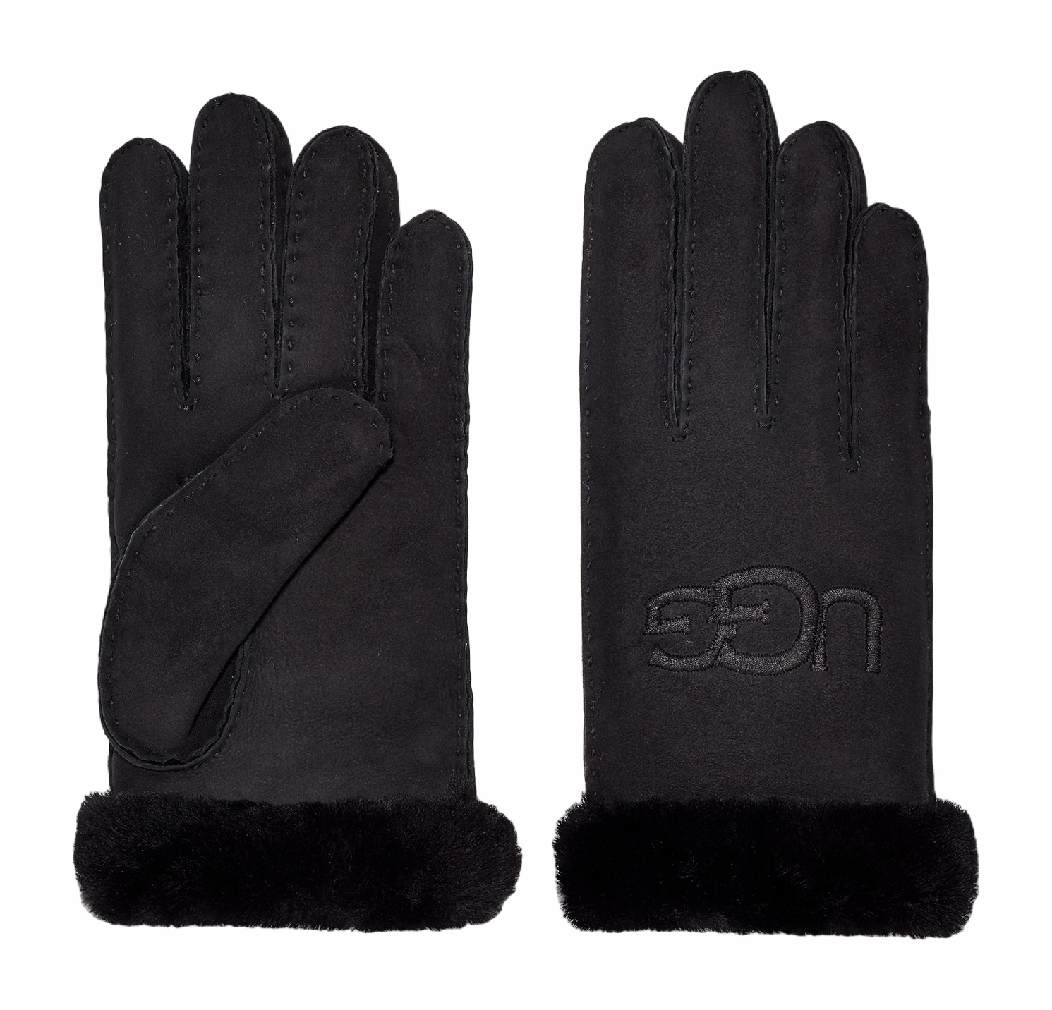 Gants UGG Femme Shearling Ugg Embroider Glove Black