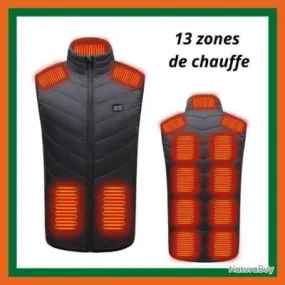 Gilet chauffant 13 zones chauffantes - Tailles de S à 5XL - Noir