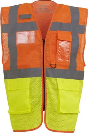 Gilet de sécurité zippé maille - orange et jaune - HVW820 