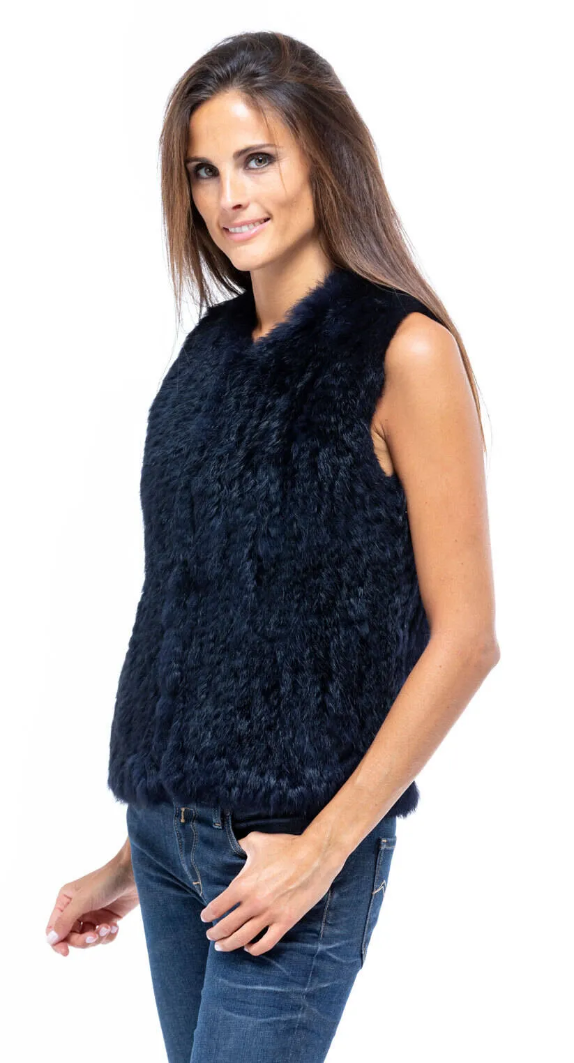 Gilet lapin sans manches femme bleu foncé Oakwood