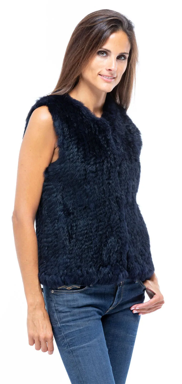 Gilet lapin sans manches femme bleu foncé Oakwood