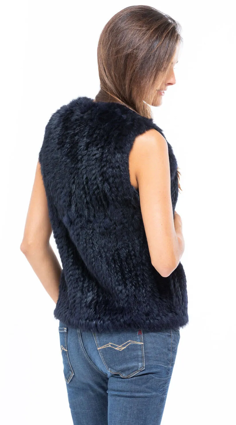 Gilet lapin sans manches femme bleu foncé Oakwood