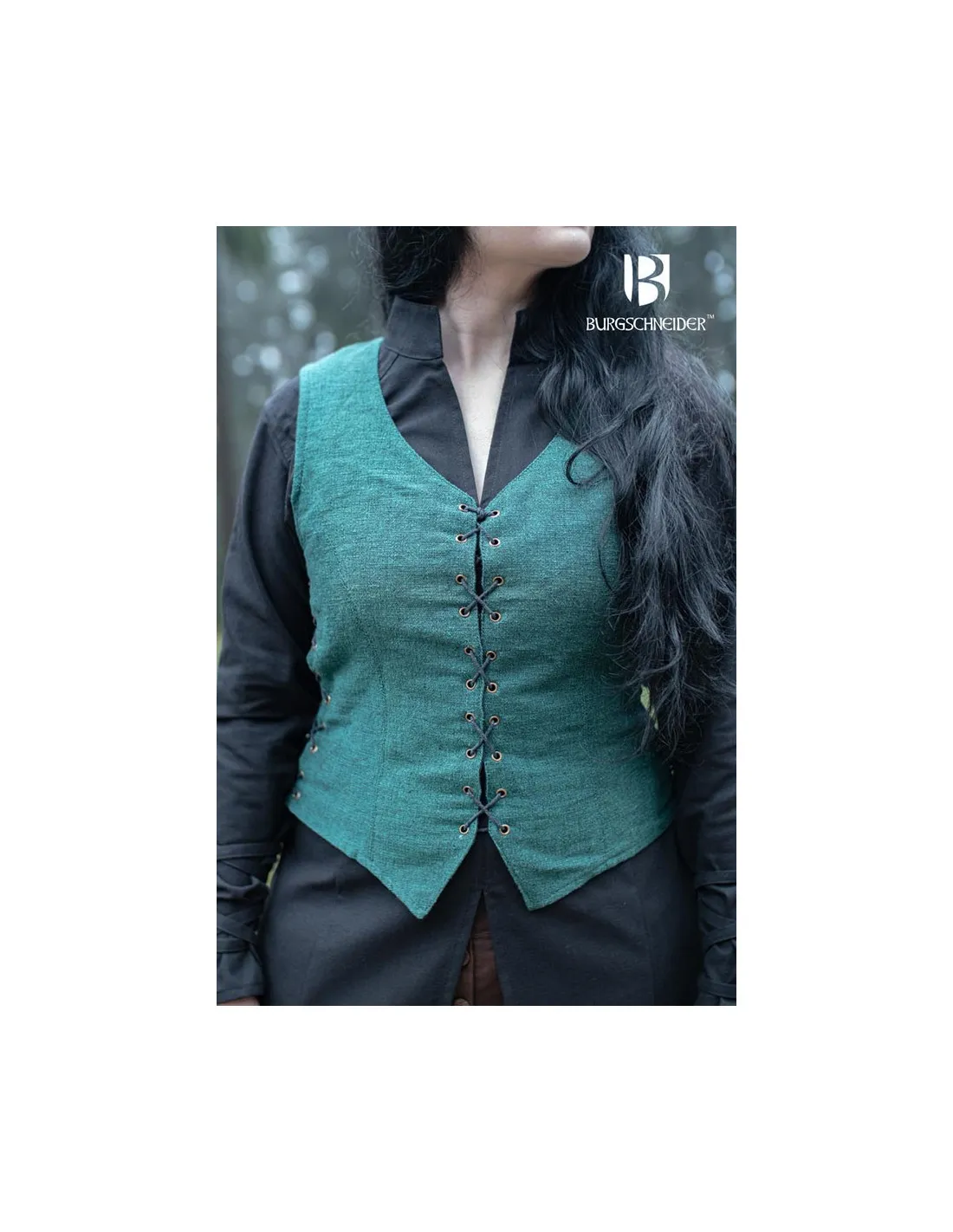 Gilet paysan médiéval Marian, couleur verte ⚔️ Boutique Épées