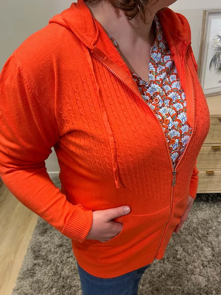 Gilet zippé à capuche LAELIA - Prêt à porter femme jolie forme Cléstyle Couleur Orange XXS à 6XL XL