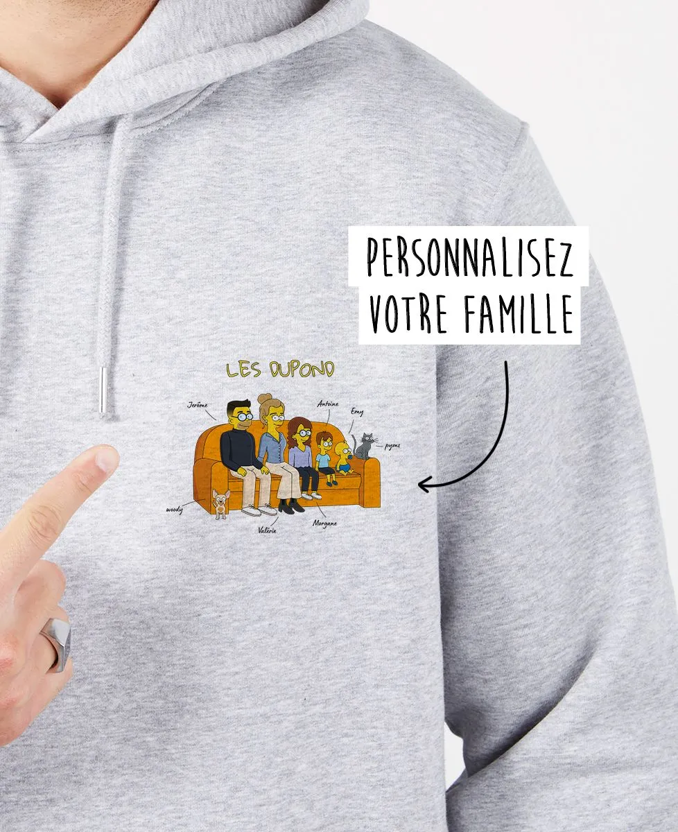 Hoodie homme Famille personnalisée cartoon coeur