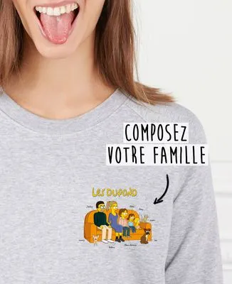 Hoodie homme Famille personnalisée cartoon coeur