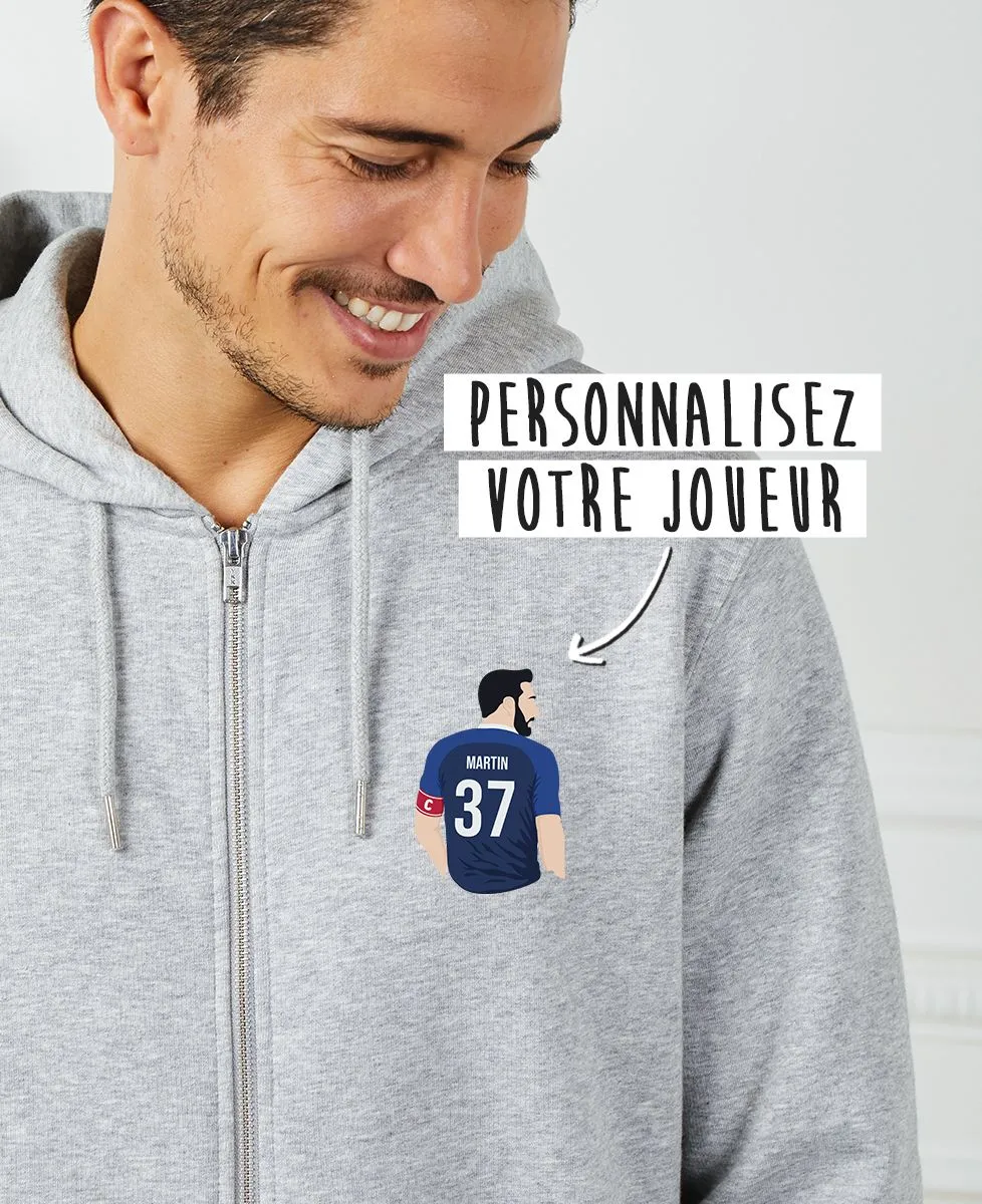 Hoodie zippé homme Footballeur personnalisé