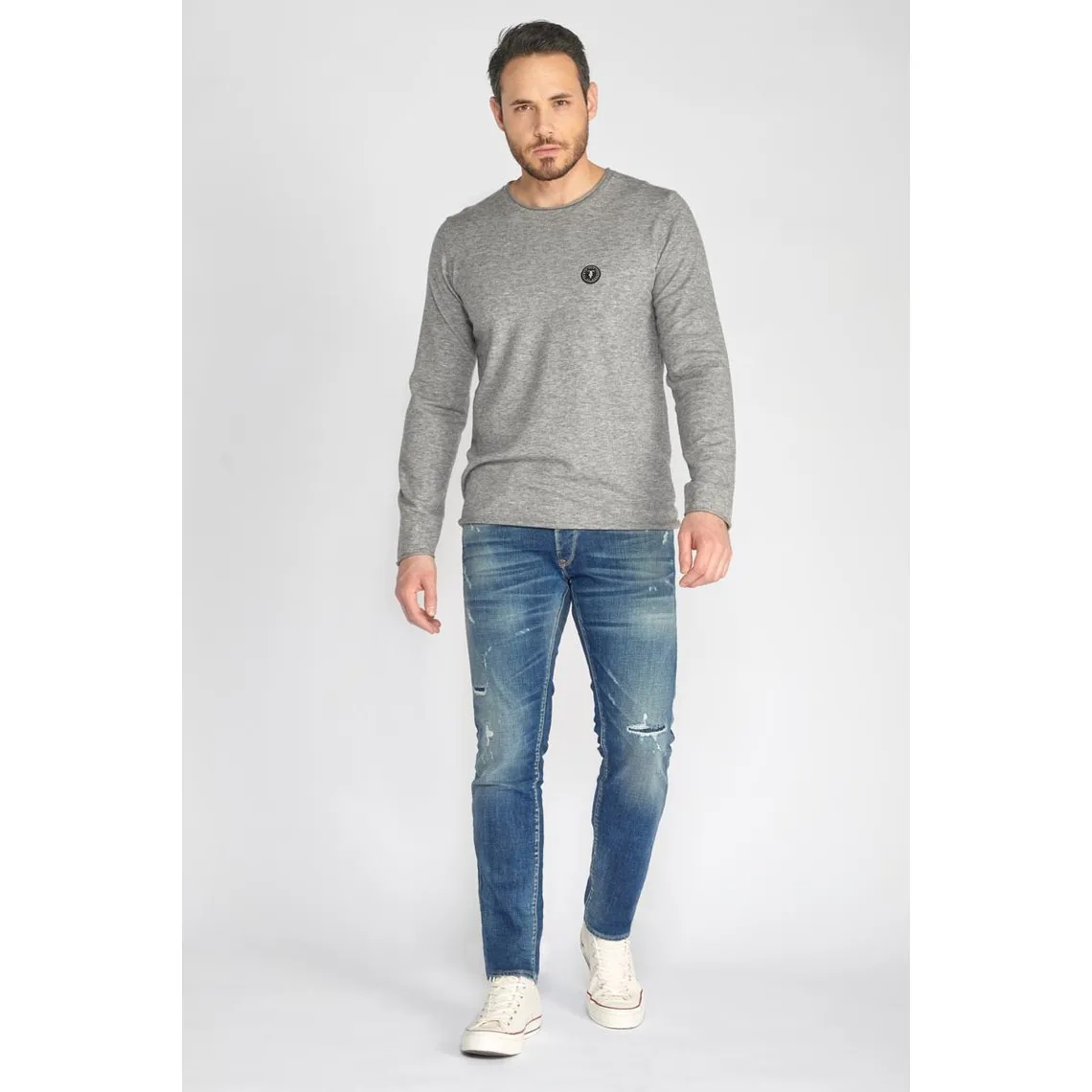 Jeans ajusté stretch 700/11, longueur 34 bleu en coton Leon | 3 Suisses