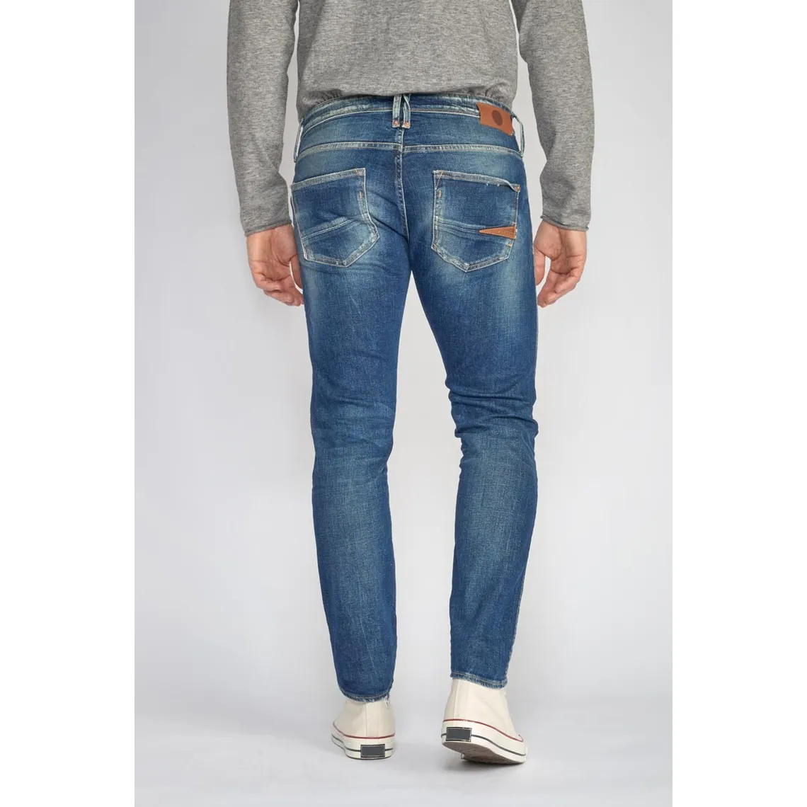 Jeans ajusté stretch 700/11, longueur 34 bleu en coton Leon | 3 Suisses