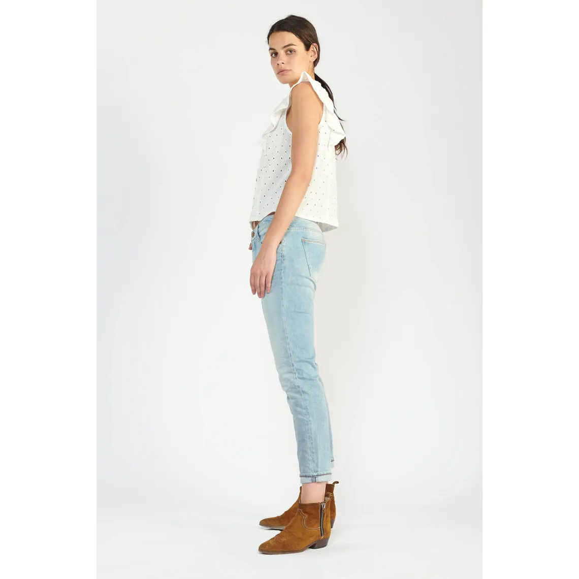 Jeans boyfit 200/43, longueur 34 bleu en coton Yara | 3 Suisses