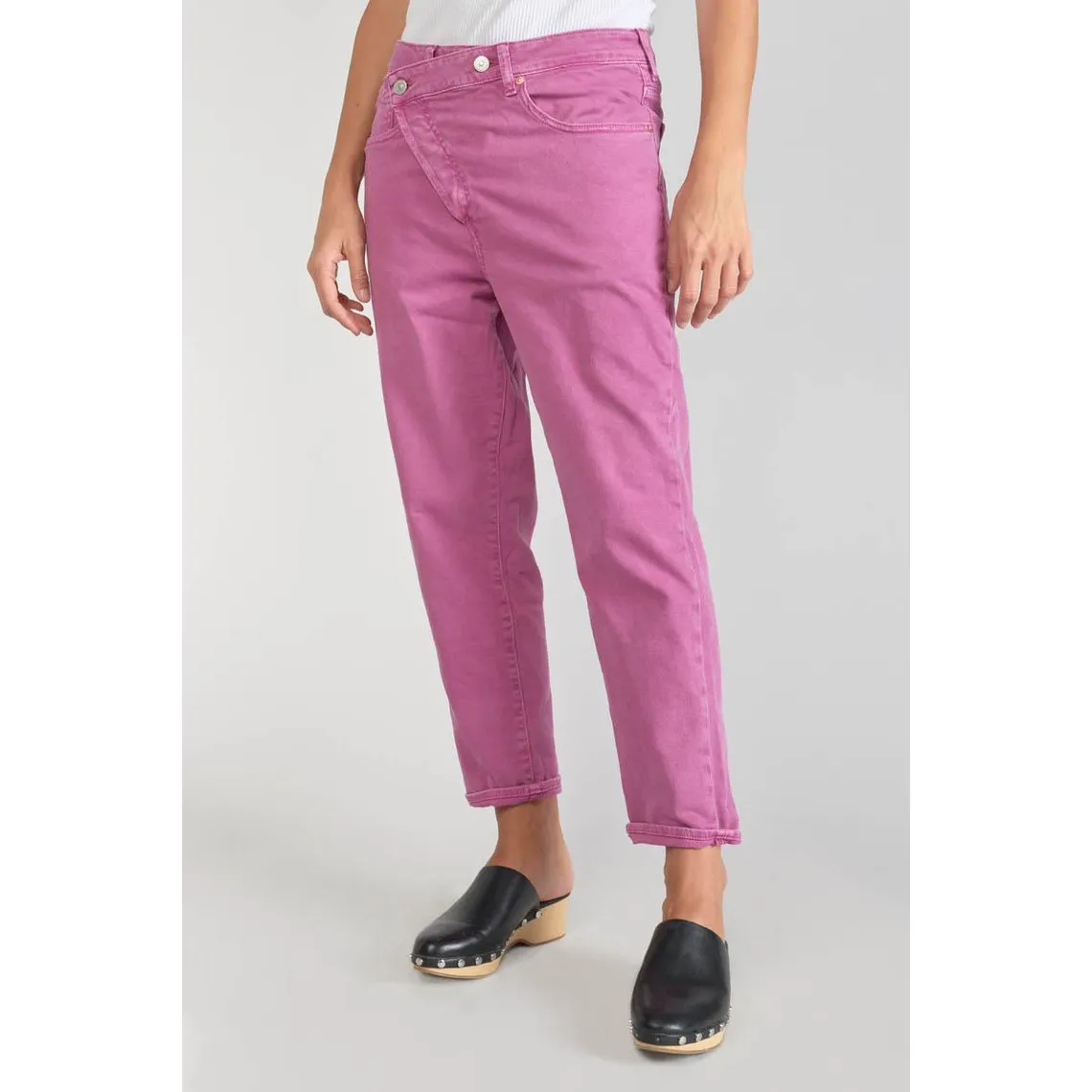 Jeans boyfit cosy, 7/8ème violet en coton | 3 Suisses