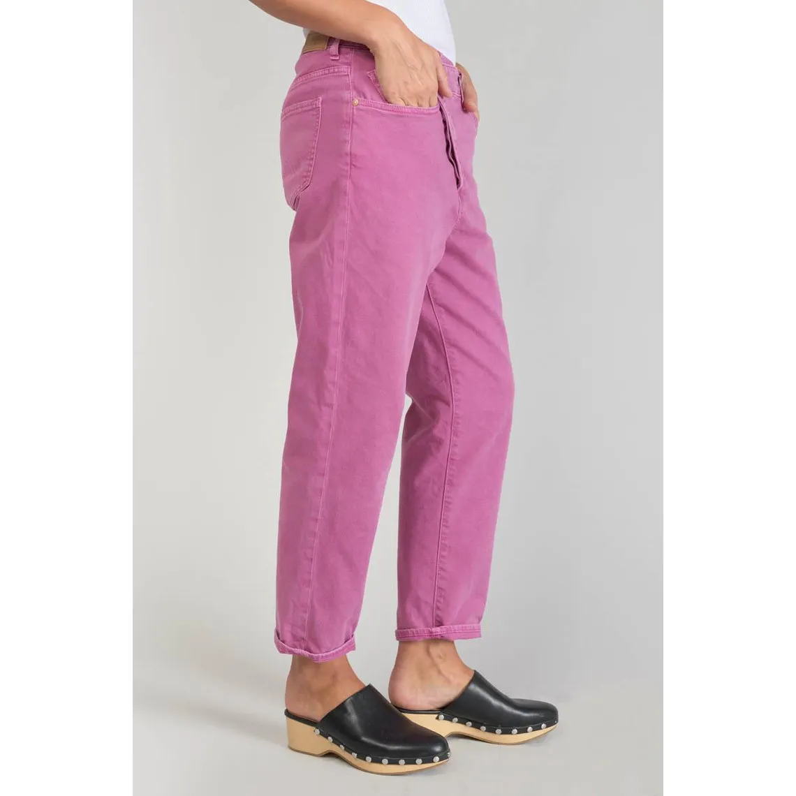 Jeans boyfit cosy, 7/8ème violet en coton | 3 Suisses