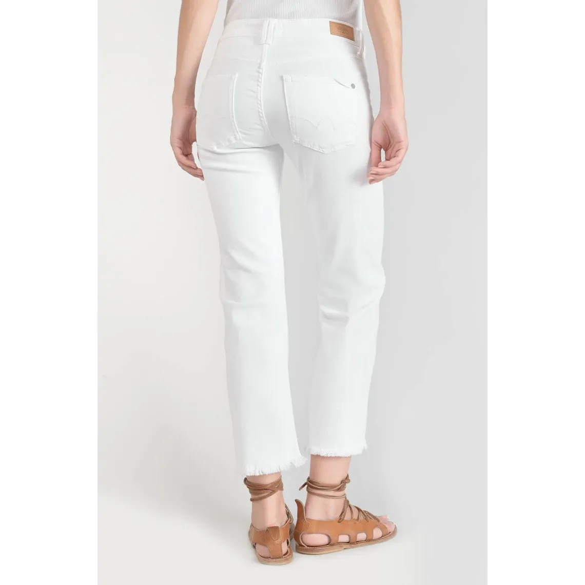 Jeans regular, droit pricilia, 7/8ème blanc en coton | 3 Suisses