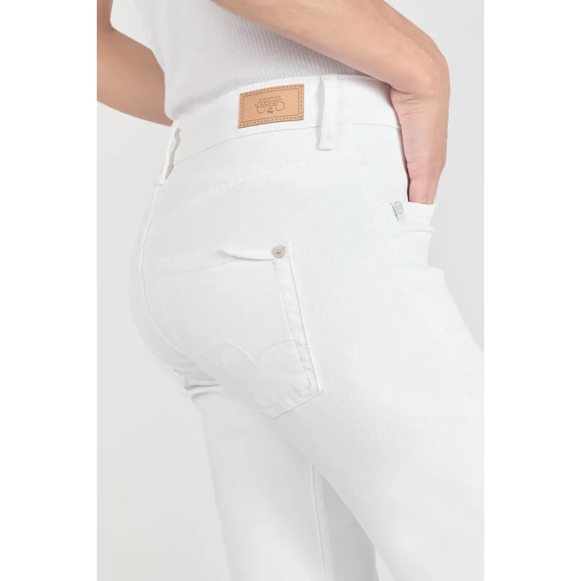 Jeans regular, droit pricilia, 7/8ème blanc en coton | 3 Suisses