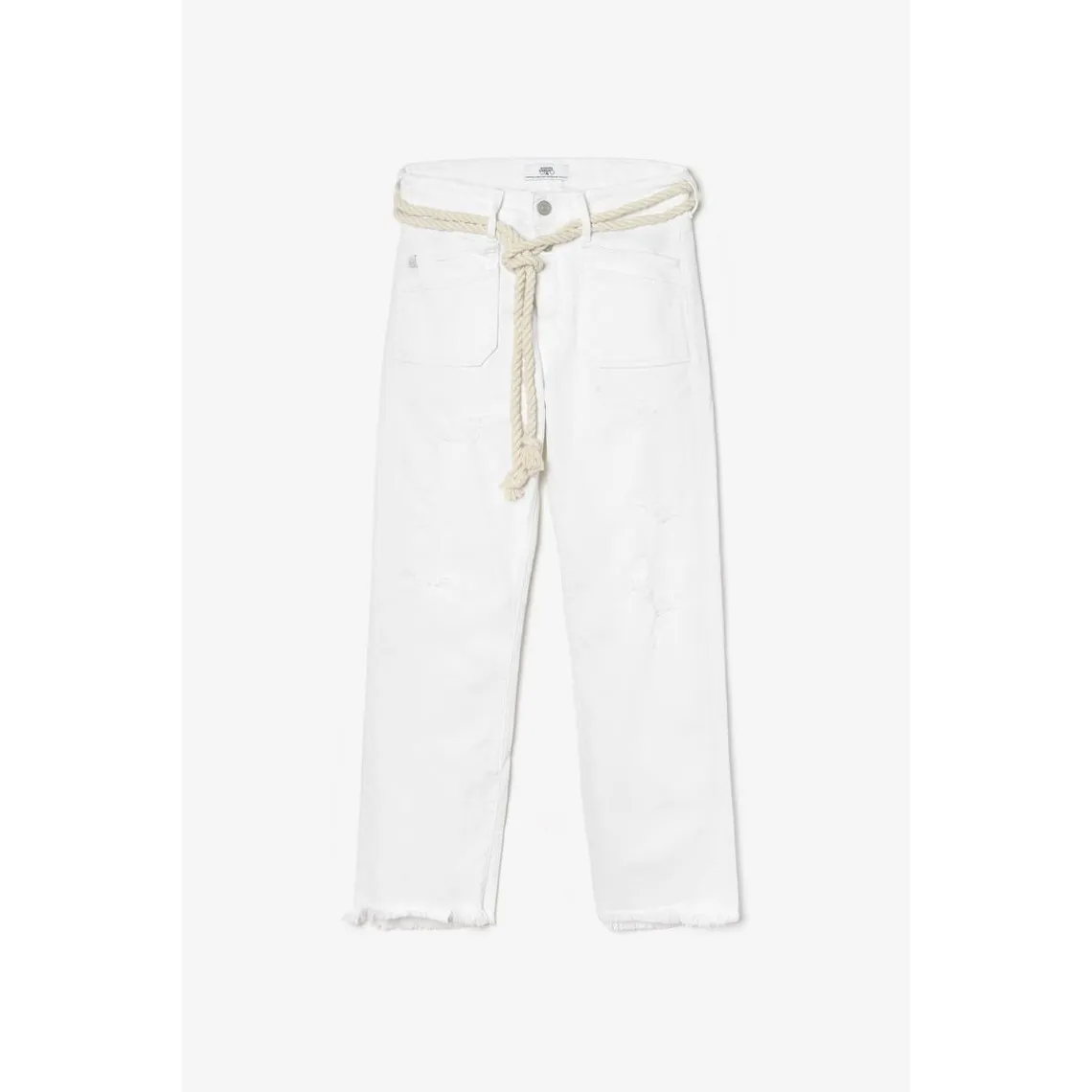 Jeans regular, droit pricilia, 7/8ème blanc en coton | 3 Suisses